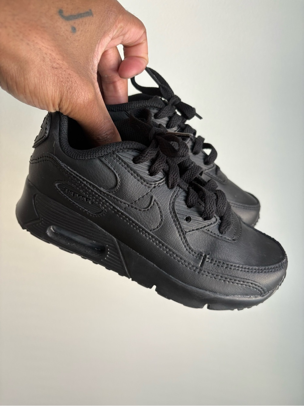 Nike Kids Black Leather Air Max Style Sneakers